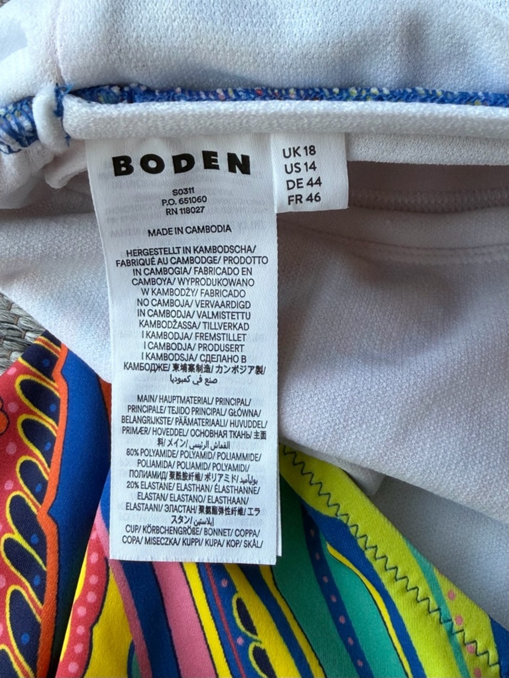 Boden Swim Women’s sz 14 LARGE swimwear tropical flowers blue pink tie Beach - Picture 10 of 11